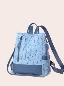 Mochila de bloque de color de moda para mujer - Multicolor - Ver 6