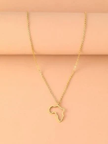 Aomogo Colares de Aço Inoxidável Mapa Oco da África, Mapa da Terra Natal Delicado Choker Corrente Clavícula Colares para Mulheres Joias Presentes para Meninas
