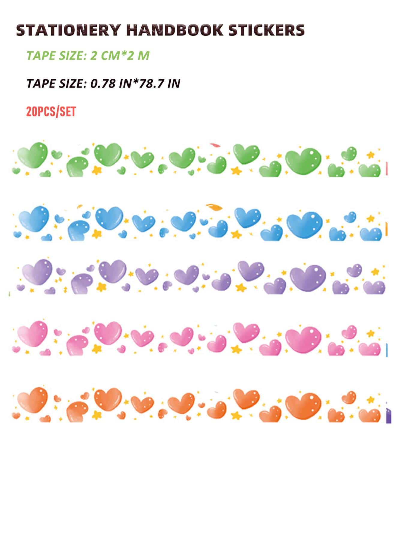 20 piezas Pegatina con patrón de corazón - Multicolor - Ver 1