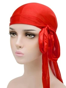 1pc Women Solid Casual Durag For Daily Life - Red - View 1