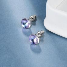 Crystal Stud Earrings - Brown - View 4