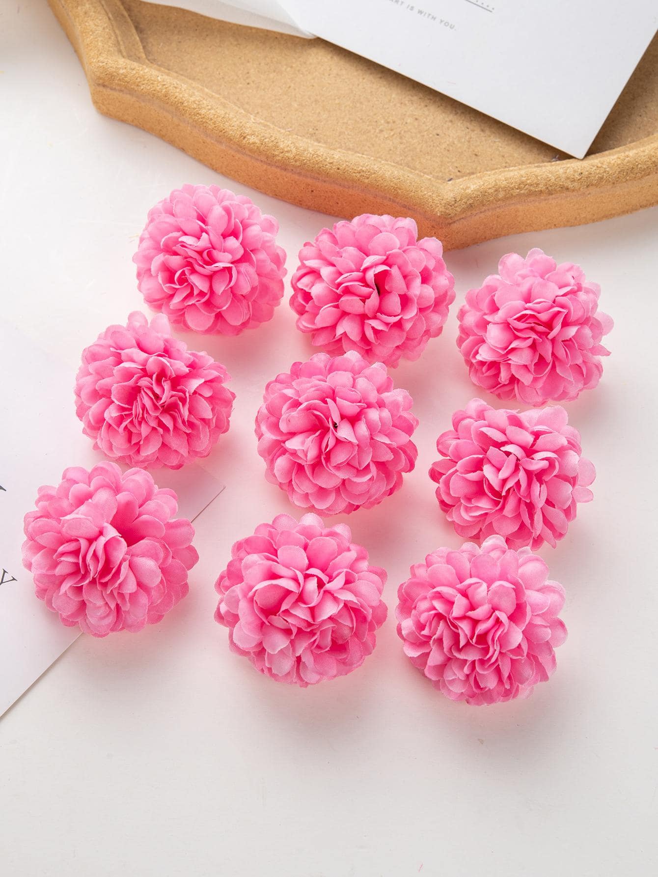 10pcs/Set Artificial Hydrangea Flower Heads, Table Tennis Ball Shaped