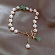 Faux Pearl Decor Beaded Bracelet - 1 - View 2