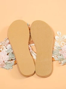 Vacation Sandals For Women, Floral Appliques Decor Thong Sandals