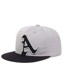 1入組男士字母刺繡休閒嘻哈帽適用於日常生活 - 灰色 - 查看 1