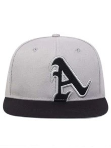 1入組男士字母刺繡休閒嘻哈帽適用於日常生活 - 灰色 - 查看 2