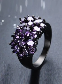 Vanel Anillo con diseño de diamante de imitación - Morado - Ver 4