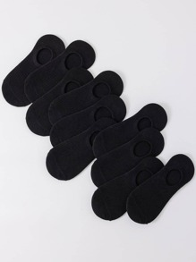 10 pares de calcetines de barco a rayas negras para mujer, calcetines sin mostrar