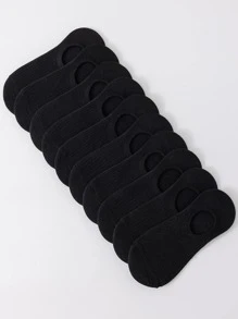 10 pares de calcetines de barco a rayas negras para mujer, calcetines sin mostrar
