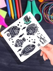 1 pieza Plantilla de dibujo de pez diseño - Blanco - Ver 1