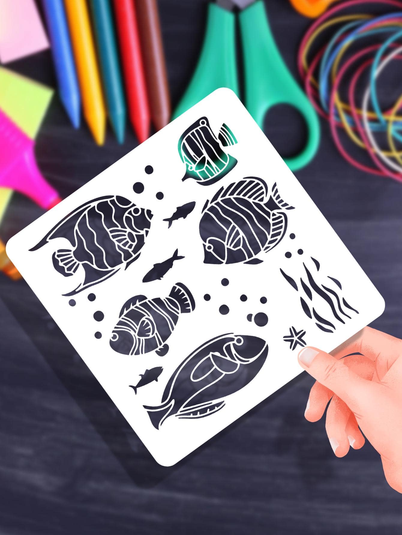 1 pieza Plantilla de dibujo de pez diseño - Blanco - Ver 1