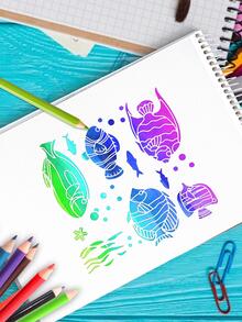1 pieza Plantilla de dibujo de pez diseño - Blanco - Ver 2