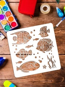 1 pieza Plantilla de dibujo de pez diseño - Blanco - Ver 4