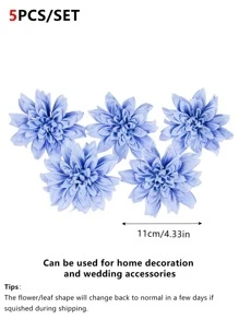 5 件人造花、大丽花、菊花、婚礼装饰、假植物房间装饰秋季装饰假花花园秋季装饰中心装饰 DIY 糖果盒、派对礼物、装饰、新娘手腕花、手捧花盒、搭配家居装饰、情人节、母亲节礼物、花盒材料、新年装饰 - 藍色 - 查看 3