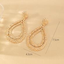 1對魅力四射耳環紋理質感金屬質感合金水滴復古溫和耳墜適合夏天 - 金黃色 - 查看 5