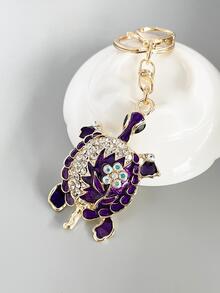 1入組水鑽龜形鑰匙扣，送給朋友或閨蜜精美禮物 - 金色 - 查看 2