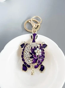 1入組水鑽龜形鑰匙扣，送給朋友或閨蜜精美禮物 - 金色 - 查看 1