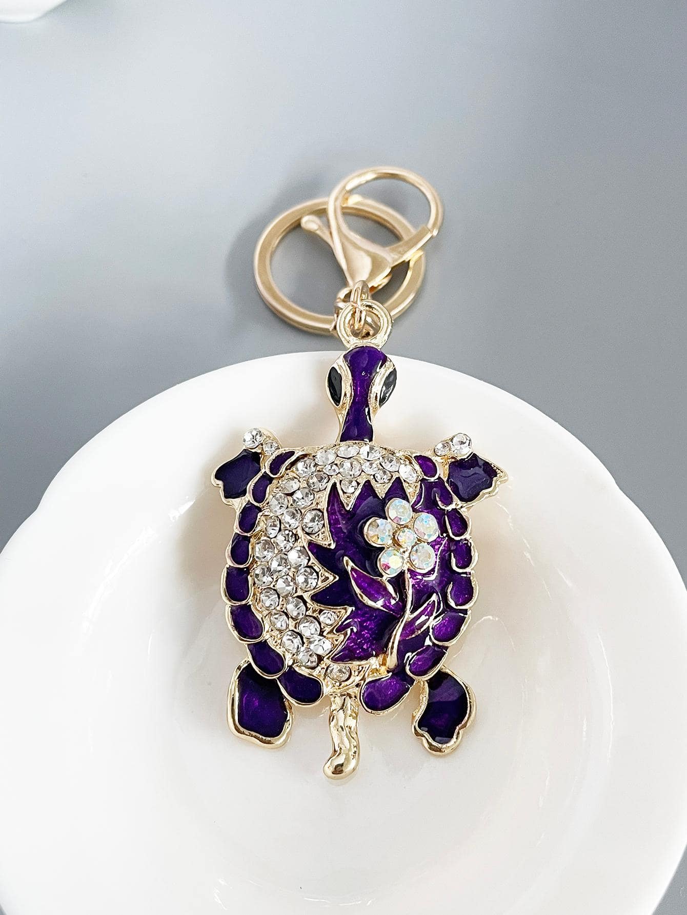 1入組水鑽龜形鑰匙扣，送給朋友或閨蜜精美禮物 - 金色 - 查看 1