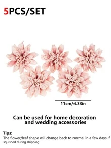 5/15pcs Artificial Flowers, Dahlia, Chrysanthemum, Wedding Decor, Fake Plants, Room Decor, Autumn Decor, Garden Autumn Decor, Centerpiece, DIY Candy Box, Party Gifts, Decorations, Bridal Wrist Corsage, Bouquet Box, Home Decor Accessories, Valentine's Day, Mother's Day Gifts, Flower Box Materials, New Year Decor, Autumn Decor - Brown - View 2