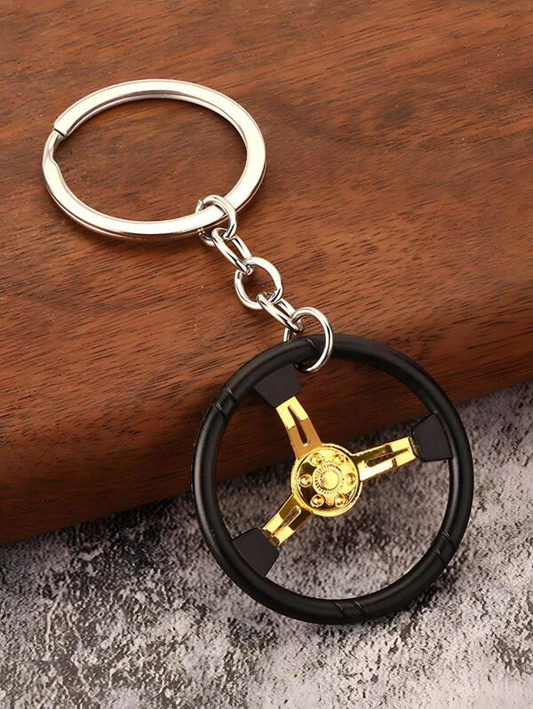 Car Racing Threespoke Steering Wheel Shaped Keychain Creative Model