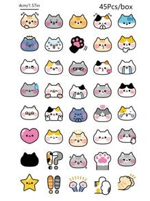 สติ๊กเกอร์ ลาย การ์ตูน แมว 45 ชิ้น - มัลติคัลเลอร์ - ดู 6