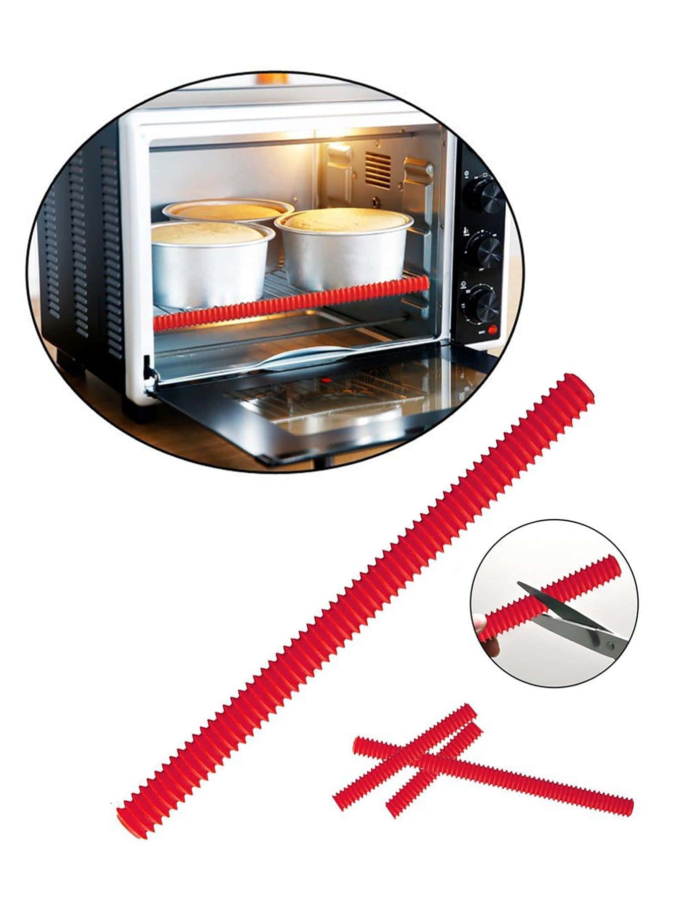 2pcs Silicone Oven Anti-scalding Strip - Red - View 1