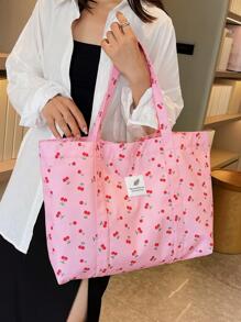 时尚甜美女孩粉色草莓樱桃包单肩手提包单肩购物袋圣诞节物品，书包，大容量，便携，适合少女女大学生，白领工作者，适合工作，返校，中学，高中，大学，度假，卡哇伊樱桃元素，时尚可爱的草莓钱包 - 淺粉色 - 查看 4