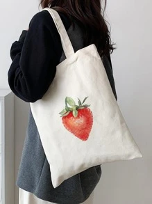 Fashionable Printed Casual Shoulder Handbag Shopping Tote - Beige - View 1