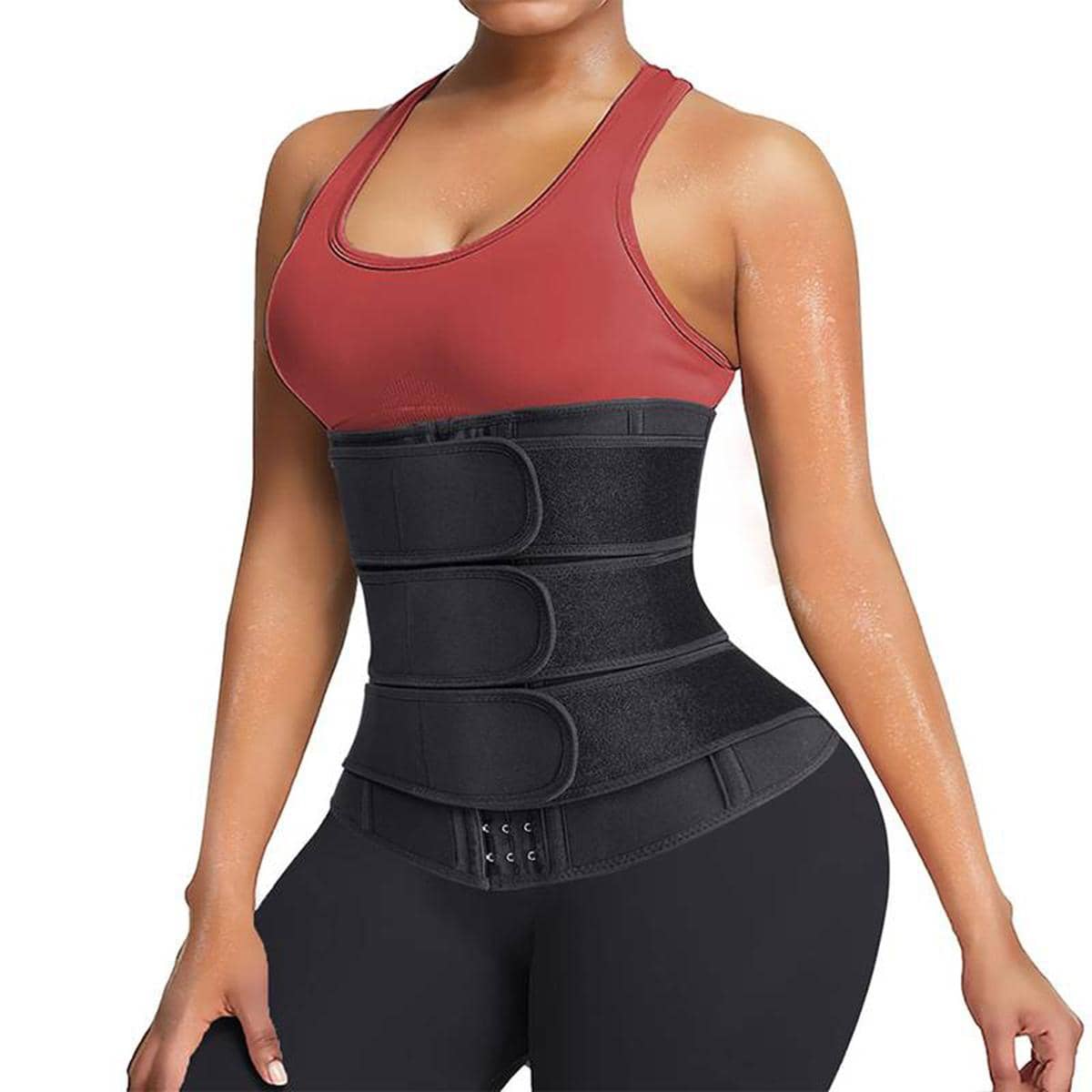 1pc Women Solid Hook-and-loop Fastener Adjustable Casual Fitness Belt For Sports - Black - View 1