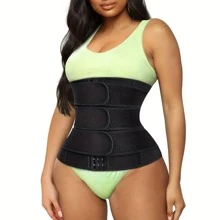 1pc Women Solid Hook-and-loop Fastener Adjustable Casual Fitness Belt For Sports - Black - View 9