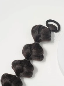 1入組女士素色編織時尚髮圈適用於日常生活 - 黑色 - 查看 7