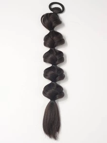 1入組女士素色編織時尚髮圈適用於日常生活 - 黑色 - 查看 2