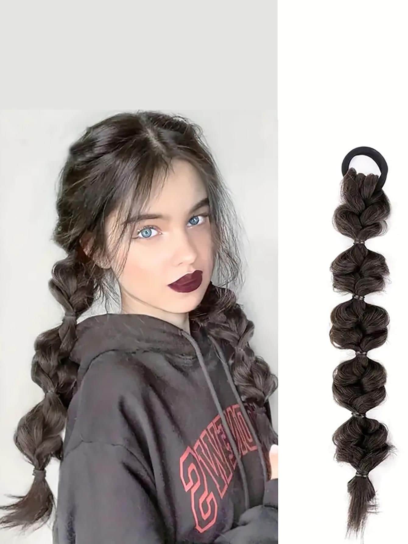 1 dây buộc tóc thời trang thắt bím cho nữ cho cuộc sống hàng ngày - màu đen - Xem 1