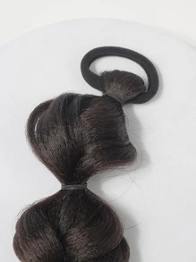 1入組女士素色編織時尚髮圈適用於日常生活 - 黑色 - 查看 3