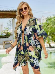 1 Nữ Họa Tiết Hoa Tua Rua Trang Trí Chống Nắng Boho Khăn Choàng Đi Biển - Màu xanh hải quân - Xem 2
