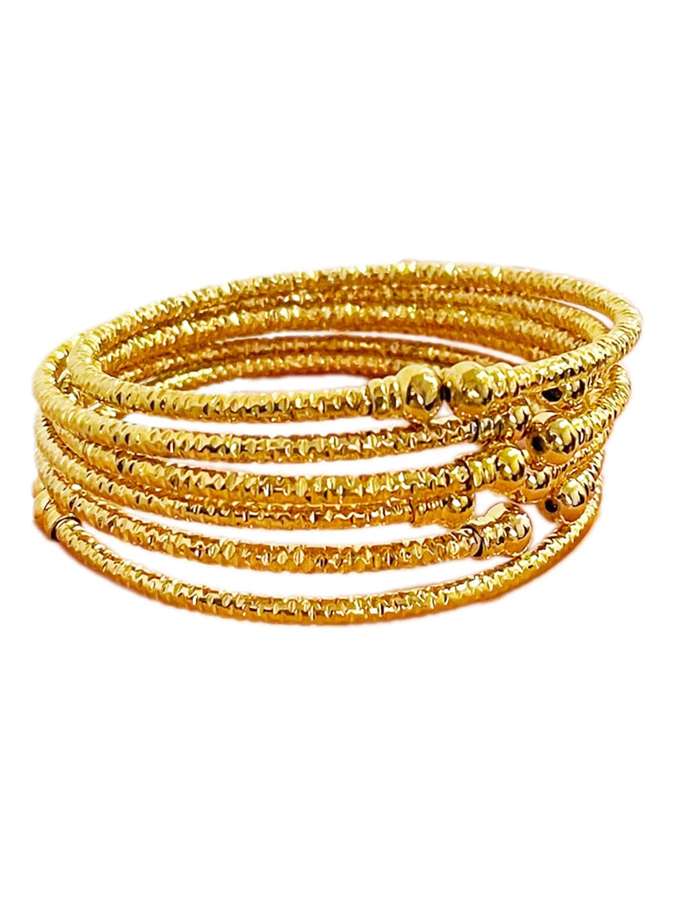 女士手環球手環手環女孩婚禮新娘首飾類禮品 - 金黃色 - 查看 1