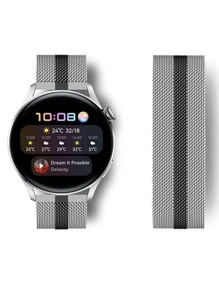 Pulseira Milanese Metal Feminina 20mm Para Smartwatch Amazfit Bip/lite P68/ P67/ P70/ Amazfit Bip/ e Gear 20mm Varias Cores - Prata - Visão 2
