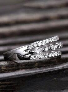 Thanh Lịch Đính Đá Cubic Zirconia Cho Nữ, Nhẫn Cho Nữ Cưới, Trang Sức Dự Tiệc Lễ Tình Nhân Quà Tặng - Bạc - Xem 3