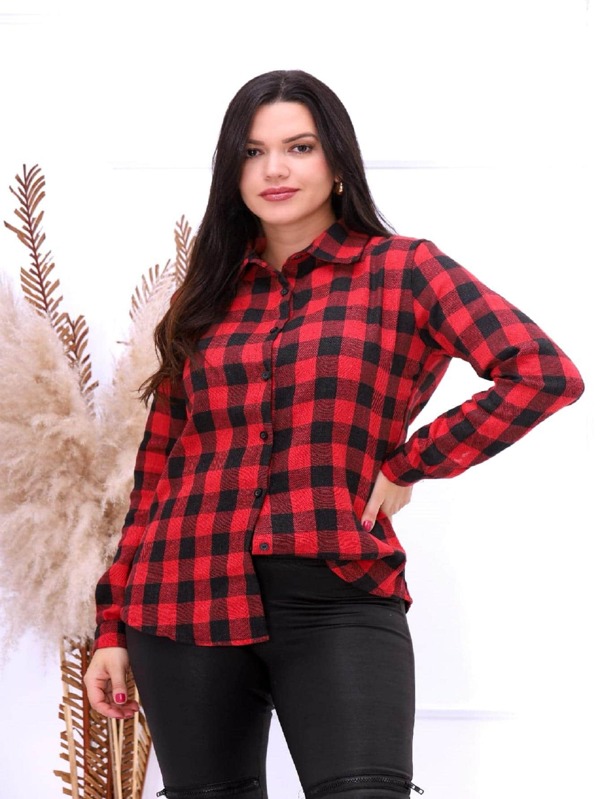 Blusa Xadrez Manga Longa