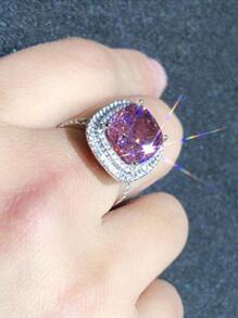 1 chiếc nhẫn Cubic Zirconia màu hồng thanh lịch, phù hợp cho nữ, có thể đeo trong các dịp cưới hỏi, đính hôn, kỷ niệm, tiệc tùng, Ngày Valentine, cũng là món quà tuyệt vời dành cho mẹ, Ngày của Mẹ, v.v. - Hồng - Xem 5