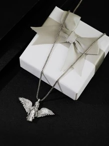 1 件時尚嘻哈復古天使翅膀和吊墜朋克酷項鍊 - 復古銀色 - 查看 2