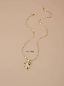 方晶鋯石蝴蝶墜飾項鍊 - 彩色 - 查看 3