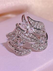 1 件华丽风格方晶锆石戒指，适合女士结婚周年纪念珠宝情人节礼物 - 銀色 - 查看 3