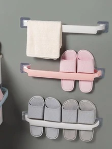2pcs Wall Mounted Bathroom Storage Rack - White - View 1