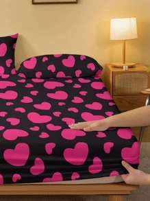 1 pieza de colcha ajustada con patrón de corazón sin relleno - Multicolor - Ver 4