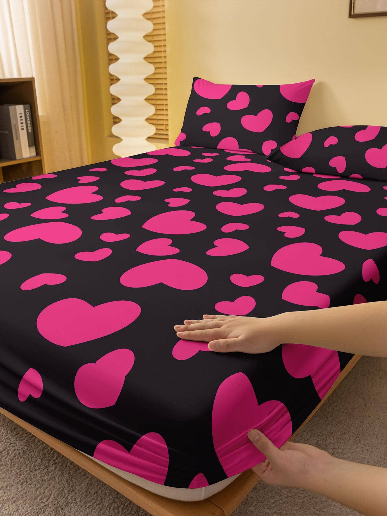 愛心圖案床墊套 - 彩色 - 查看 1