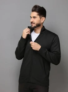 Legal Menino Sueter tricot masculino casaco blusa de frio zip completo manga longa blusa de Lã - Preto - Visão 3