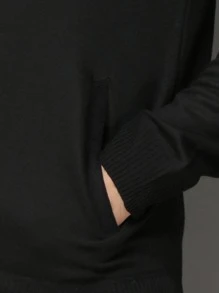 Legal Menino Sueter tricot masculino casaco blusa de frio zip completo manga longa blusa de Lã - Preto - Visão 5