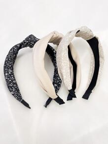 3入組女士碎花圖案結飾波西米亞髮箍適用於頭髮裝飾用品 - 彩色 - 查看 3