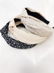 3入組女士碎花圖案結飾波西米亞髮箍適用於頭髮裝飾用品 - 彩色 - 查看 2